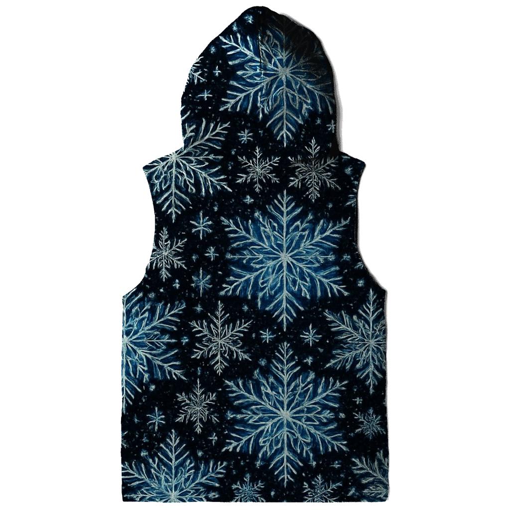 Midnight Snowflake Kaleidoscope On Black embroidered hoodies