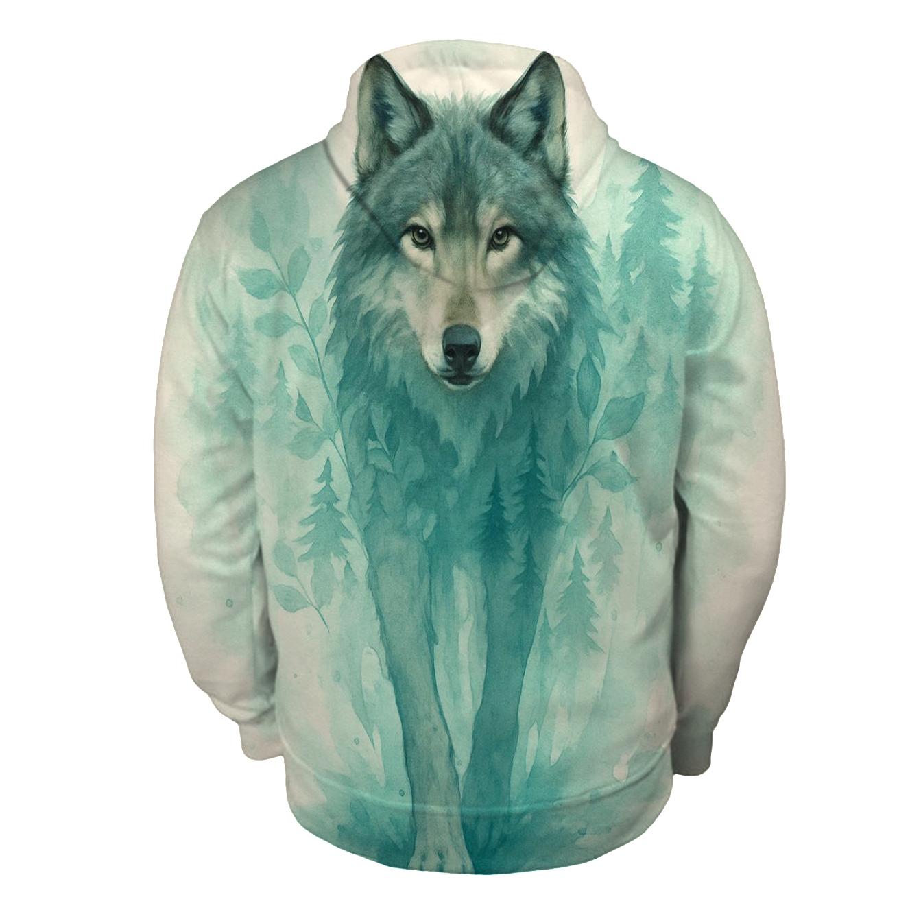 Forest Spirit Watercolor Wolf lightweight hoodies