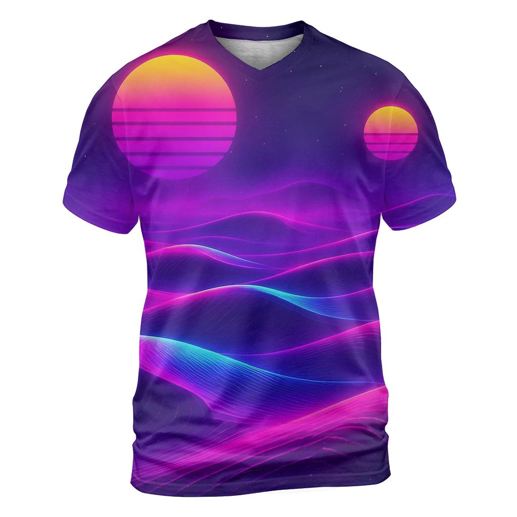 Neon Mirage Gradient Dunes statement graphic shirts