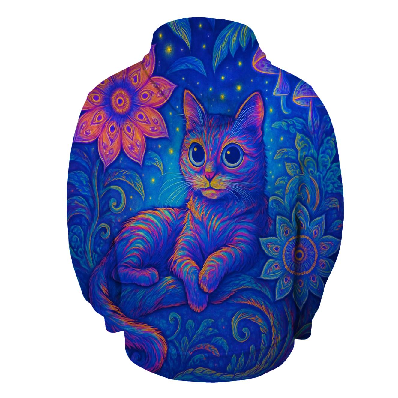 Psychedelic Jungle Mystic Cat zip-up hoodies