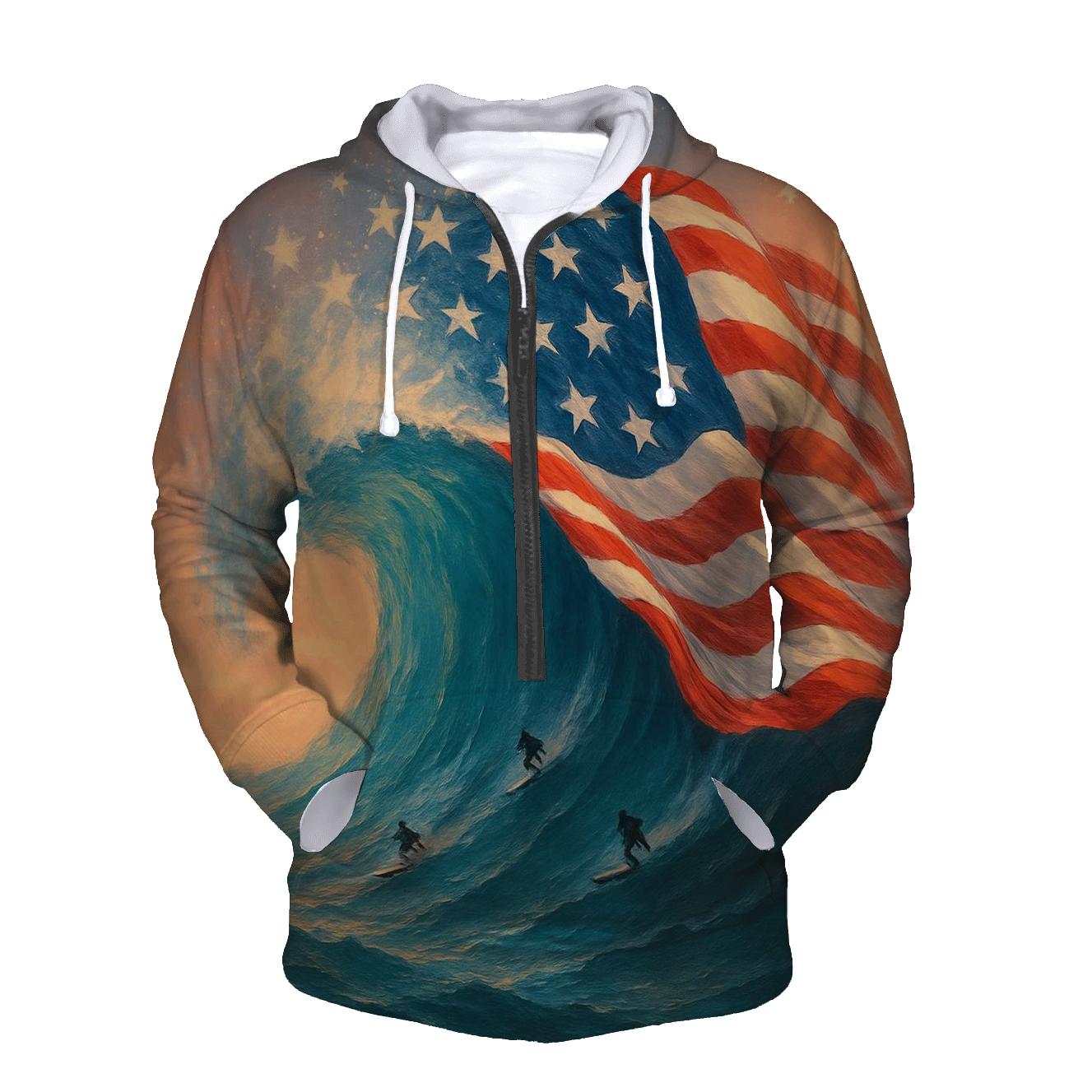 Ocean Waves Of Freedom premium hoodies