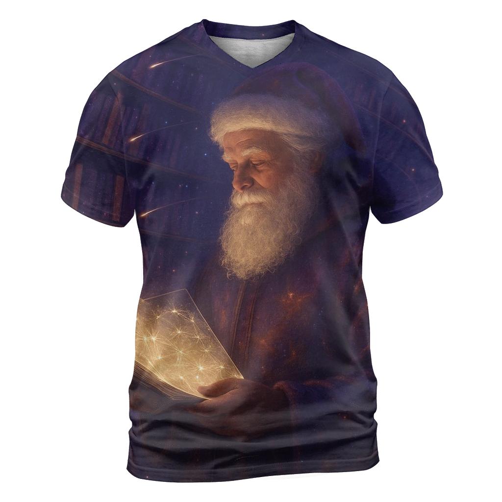 Celestial Library Santa designer pattern shirts