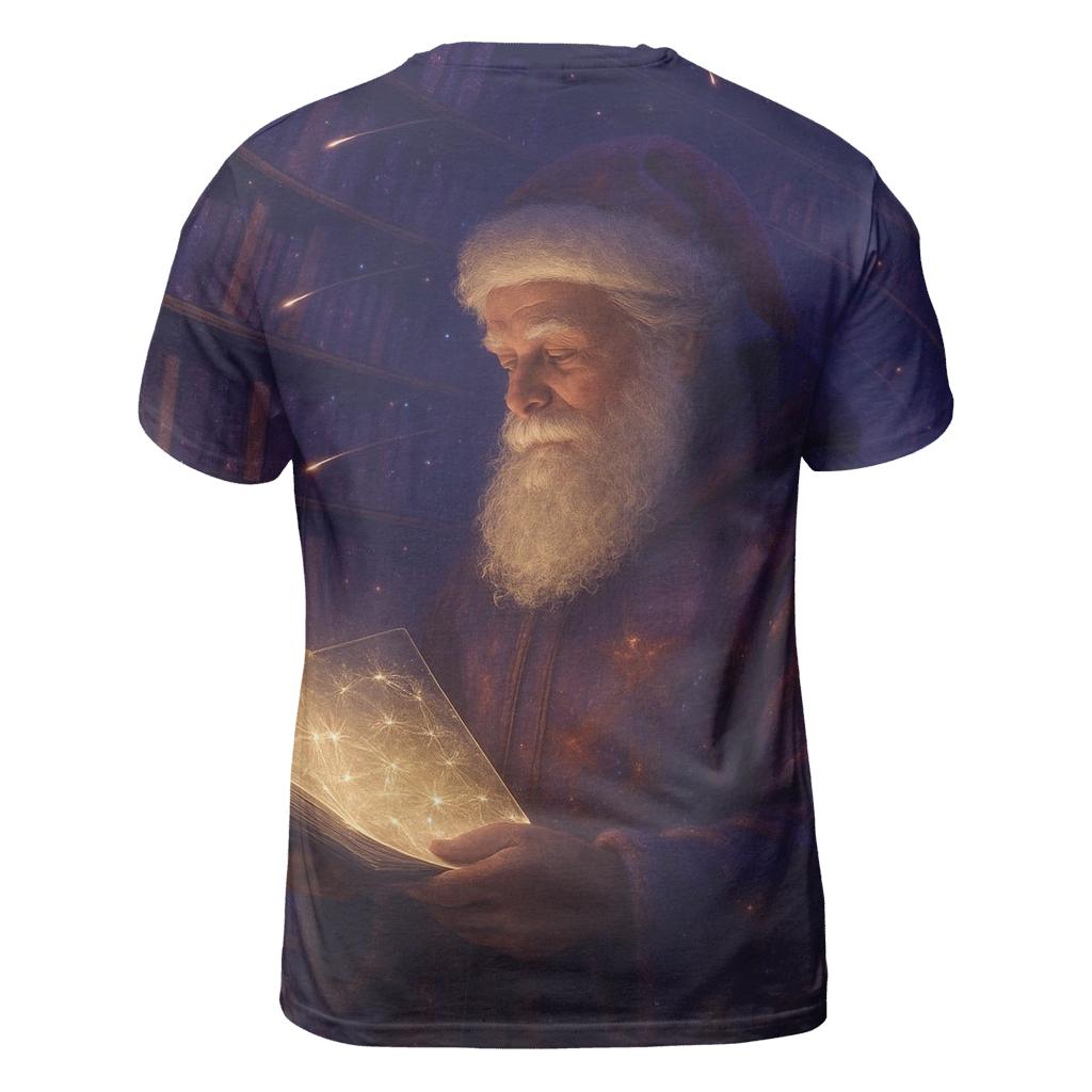 Celestial Library Santa designer pattern shirts
