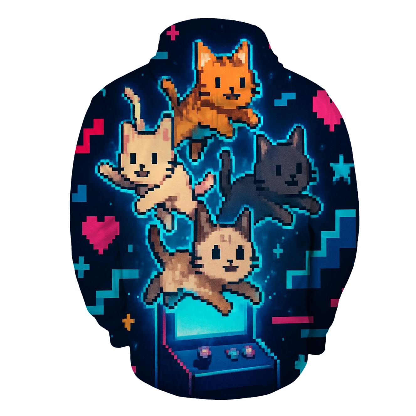 Retro Arcade Pixel Cat Squad hoodie designs