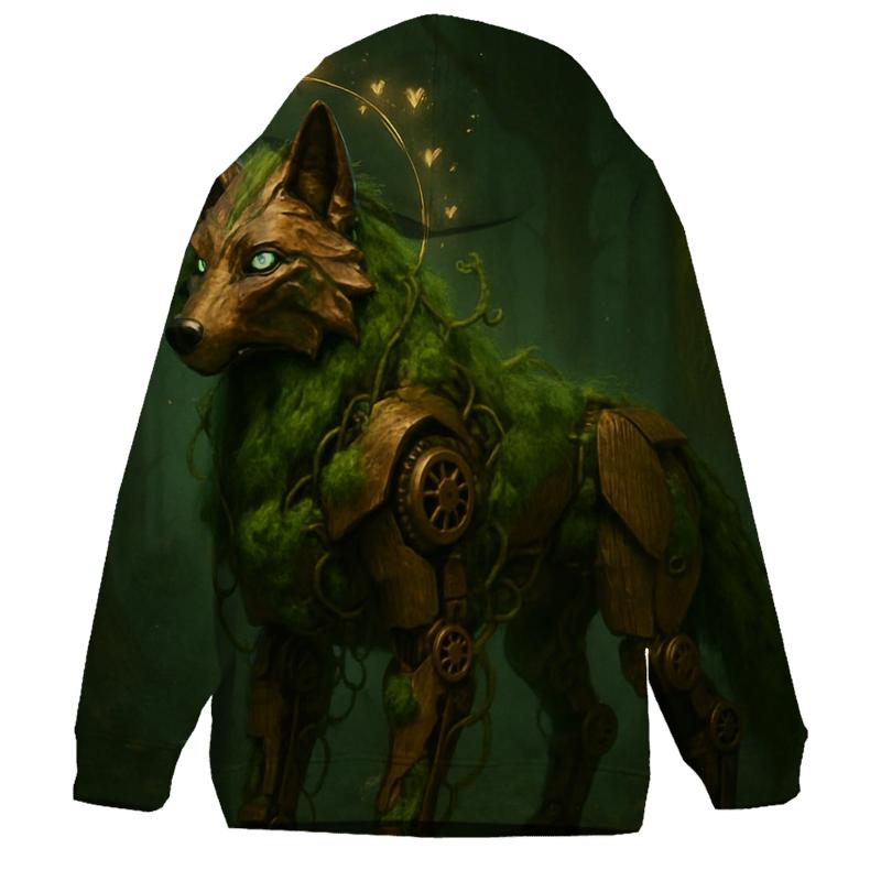 Mechanical Forest Sentinel Wolf zip-up hoodies