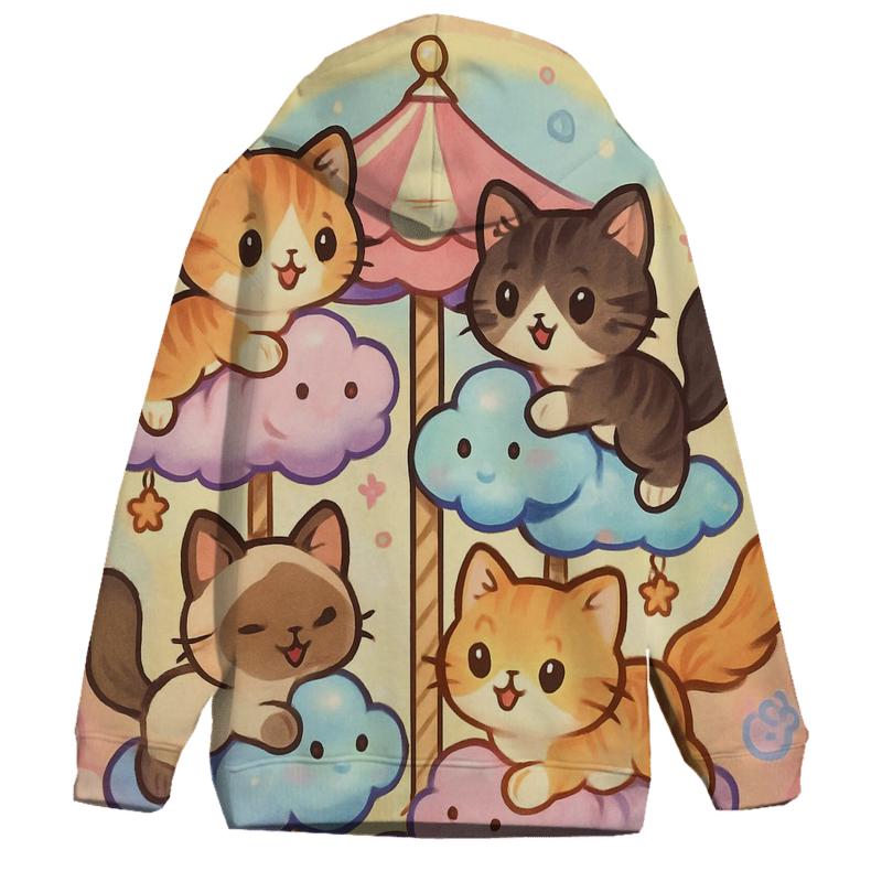 Candy Cloud Carousel Cats embroidered hoodies