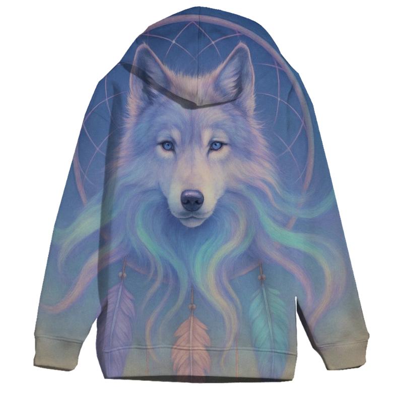 Dreamcatcher Aurora Wolf printed hoodies