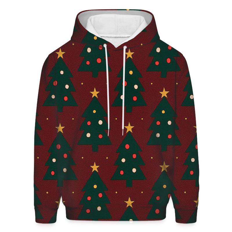 Evergreen Tree Constellation Grid On Burgundy designer hoodies
