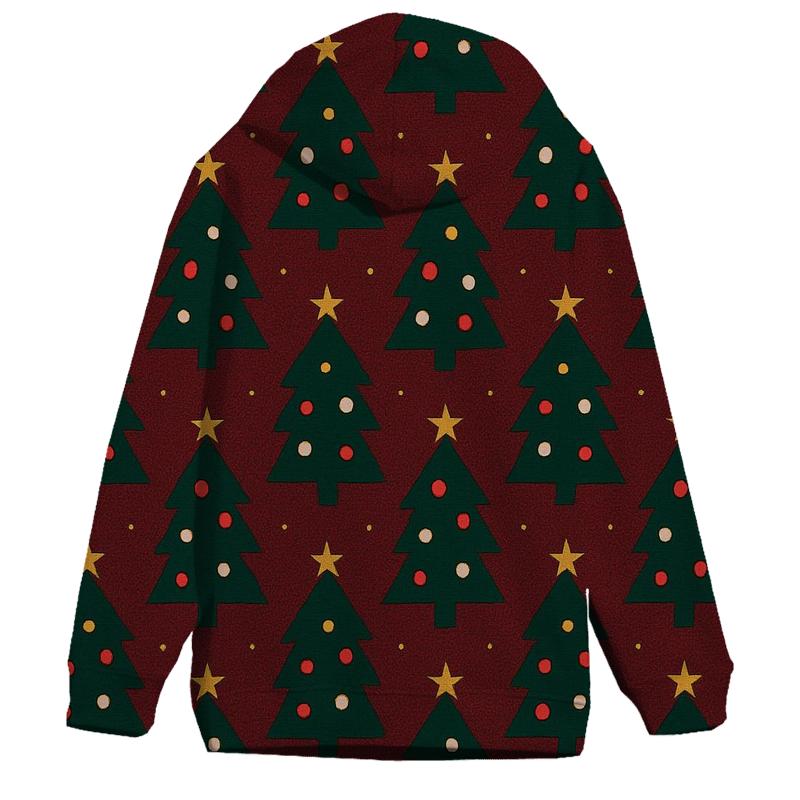 Evergreen Tree Constellation Grid On Burgundy designer hoodies