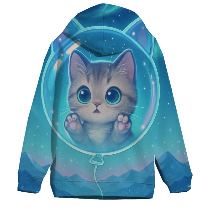 Aurora Stargazer Kitten Balloon zip-up hoodies