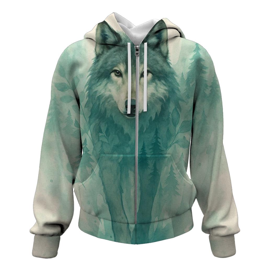 Forest Spirit Watercolor Wolf hoodie trends