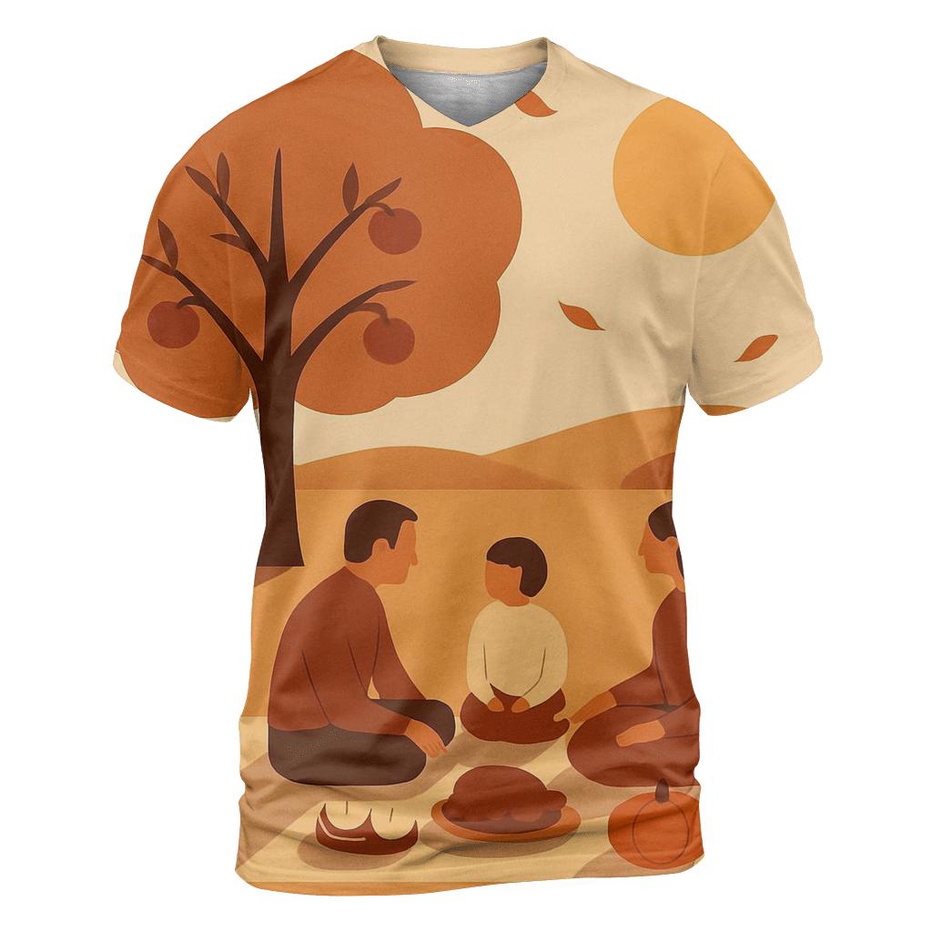 Golden Orchard Gratitude Picnic creative print fashion shirts
