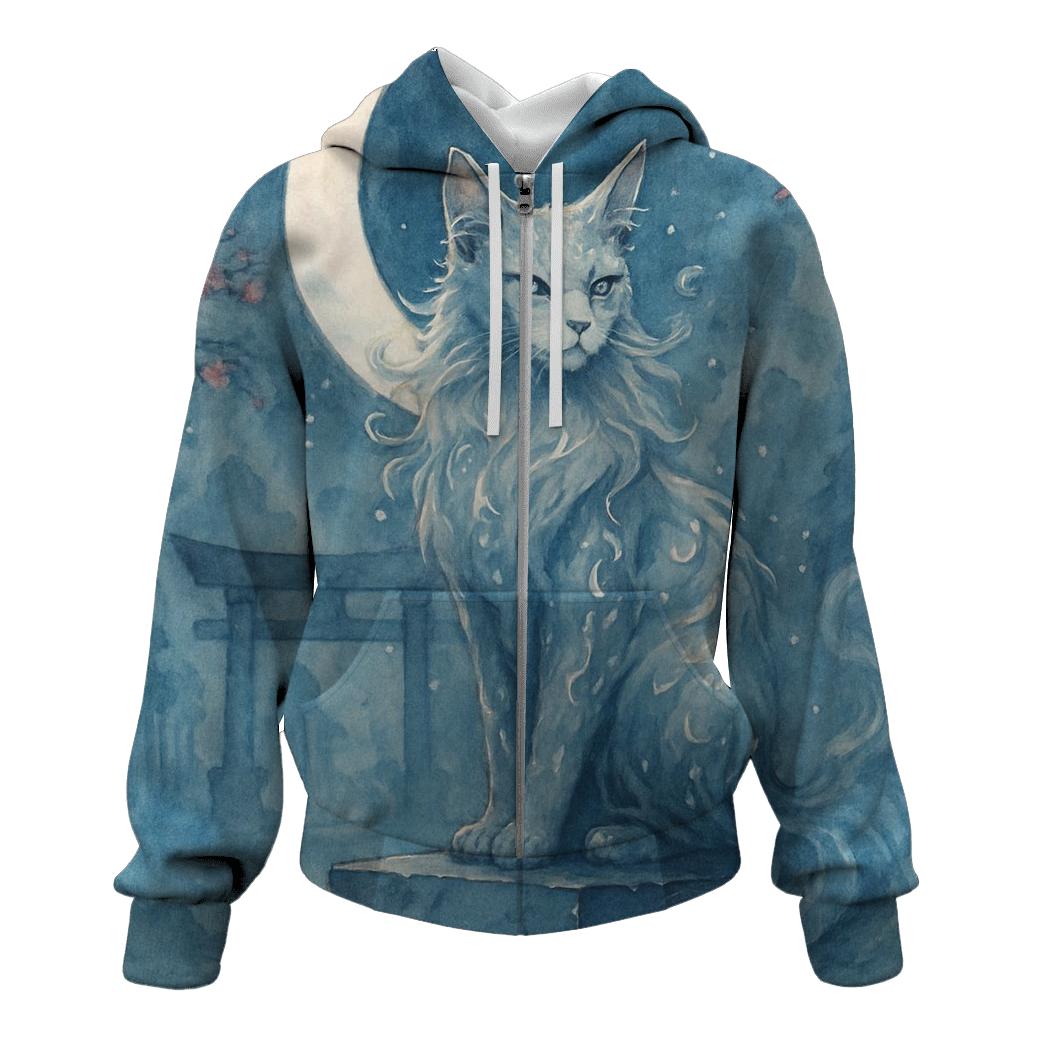 Moonlit Shrine Guardian Cat premium hoodies