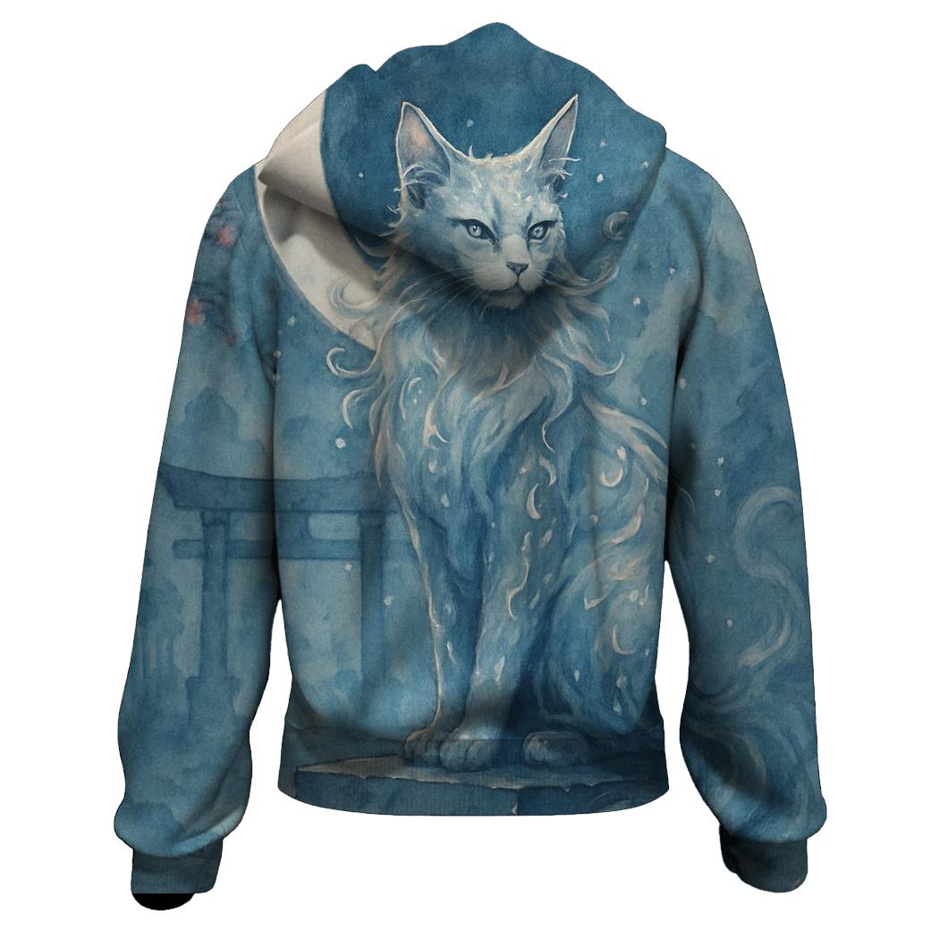 Moonlit Shrine Guardian Cat premium hoodies