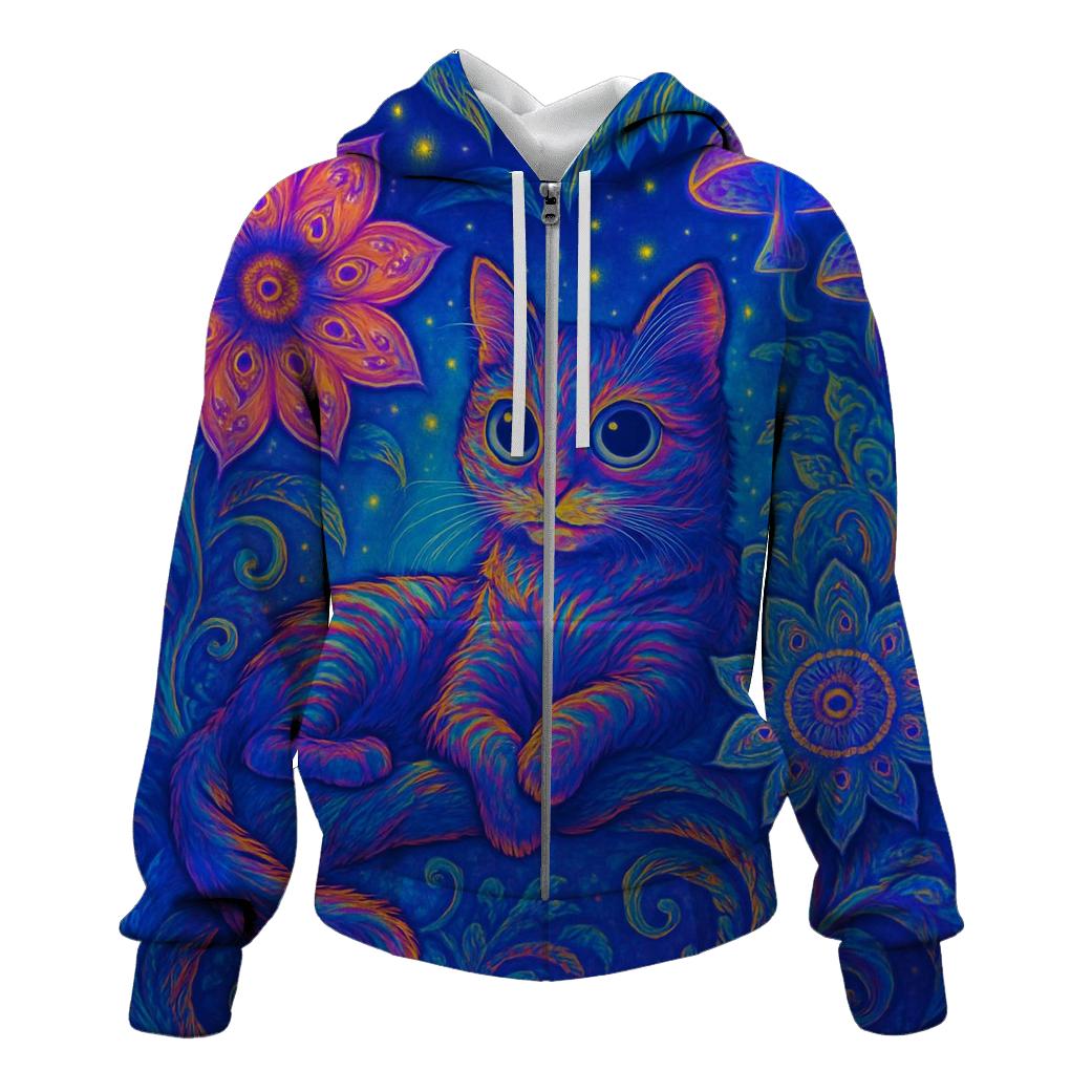 Psychedelic Jungle Mystic Cat custom hoodies