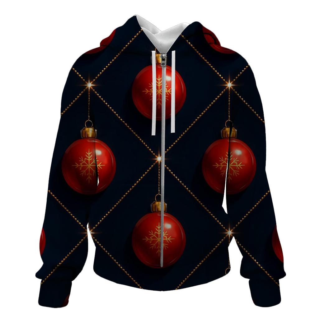 Crimson Ornaments Lattice On Midnight Sky zip-up hoodies