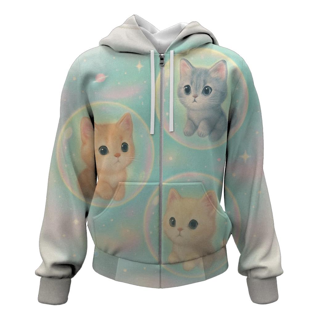 Bubble Galaxy Kitten Orbit custom hoodies