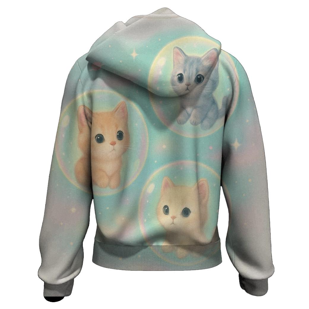Bubble Galaxy Kitten Orbit custom hoodies