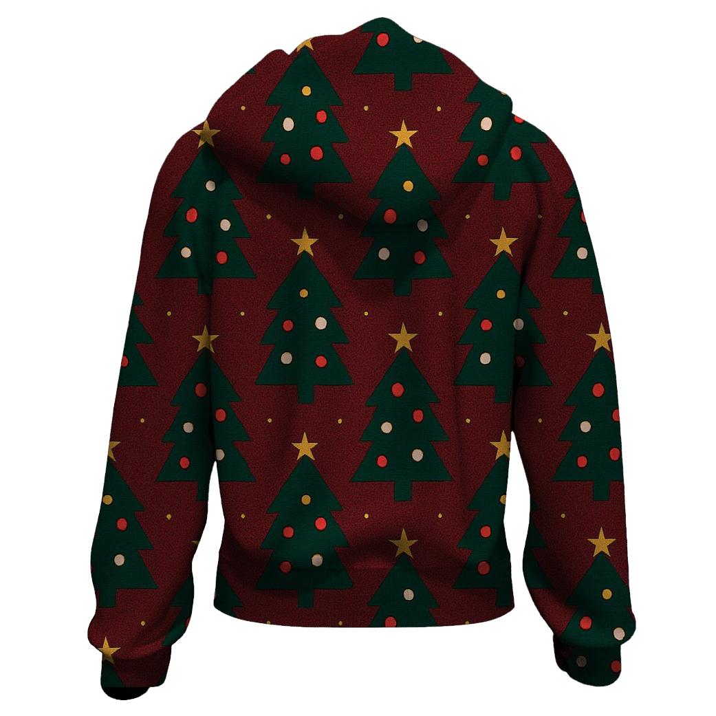 Evergreen Tree Constellation Grid On Burgundy designer hoodies