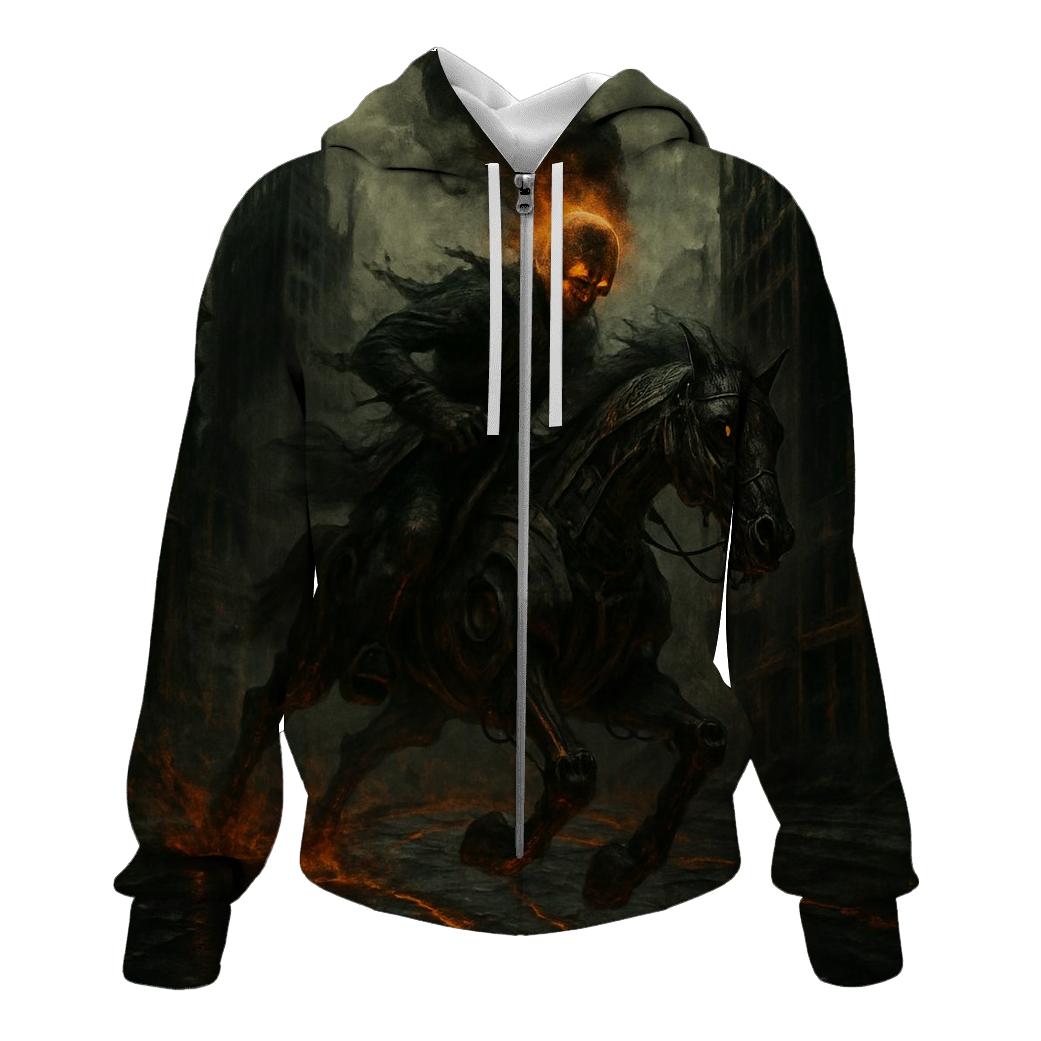 Infernal Rider Of The Rusted City heavyweight hoodies