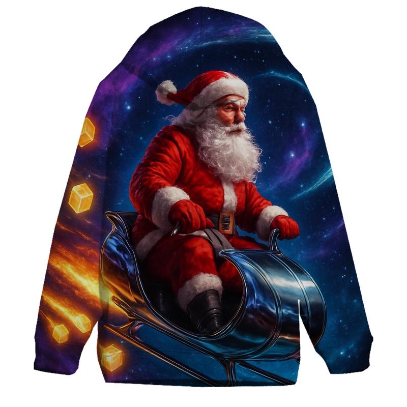 Cosmic Sleigh Rider Santa embroidered hoodies
