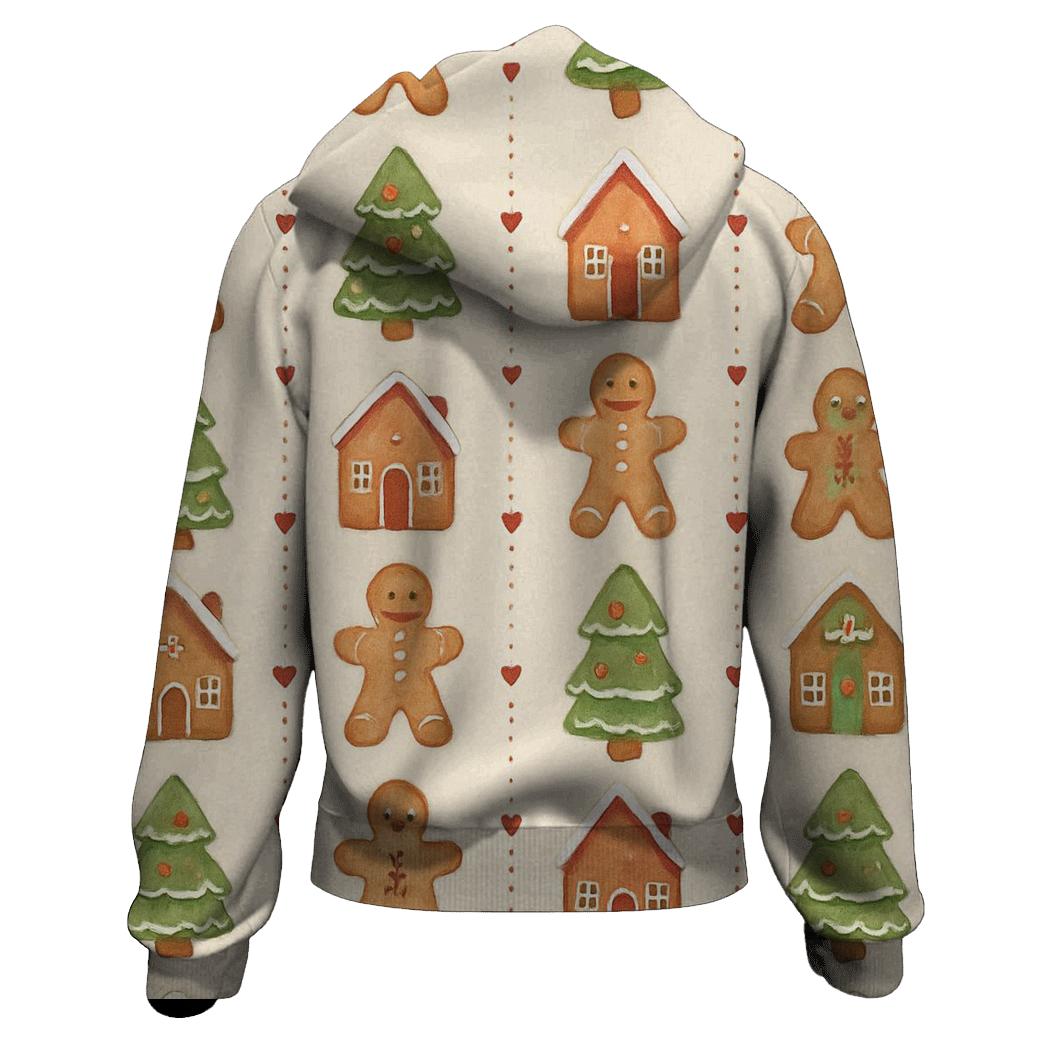 Gingerbread Village Stripe On Cream Canvas pullover hoodies