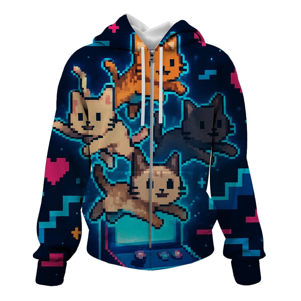 Retro Arcade Pixel Cat Squad custom hoodies