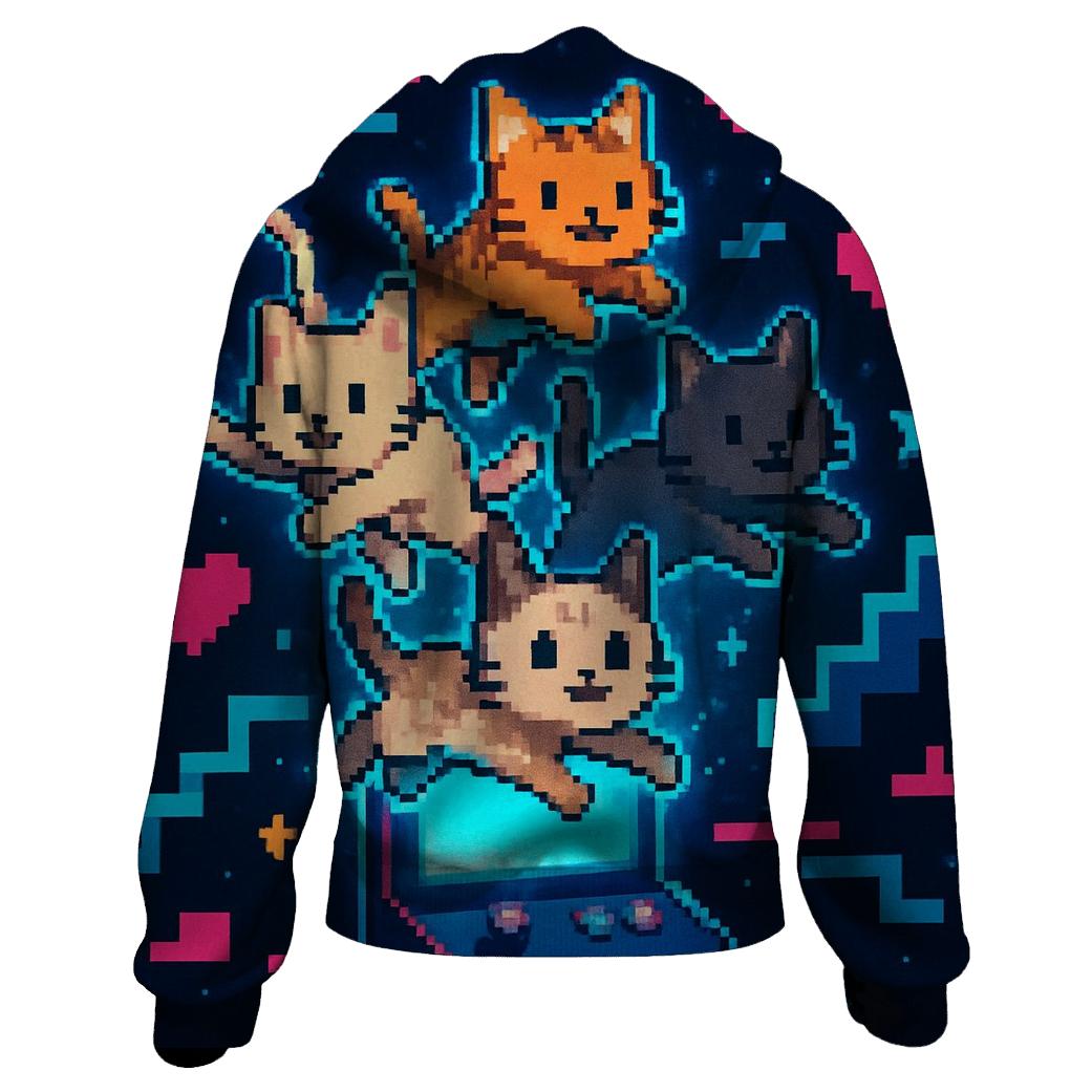Retro Arcade Pixel Cat Squad custom hoodies