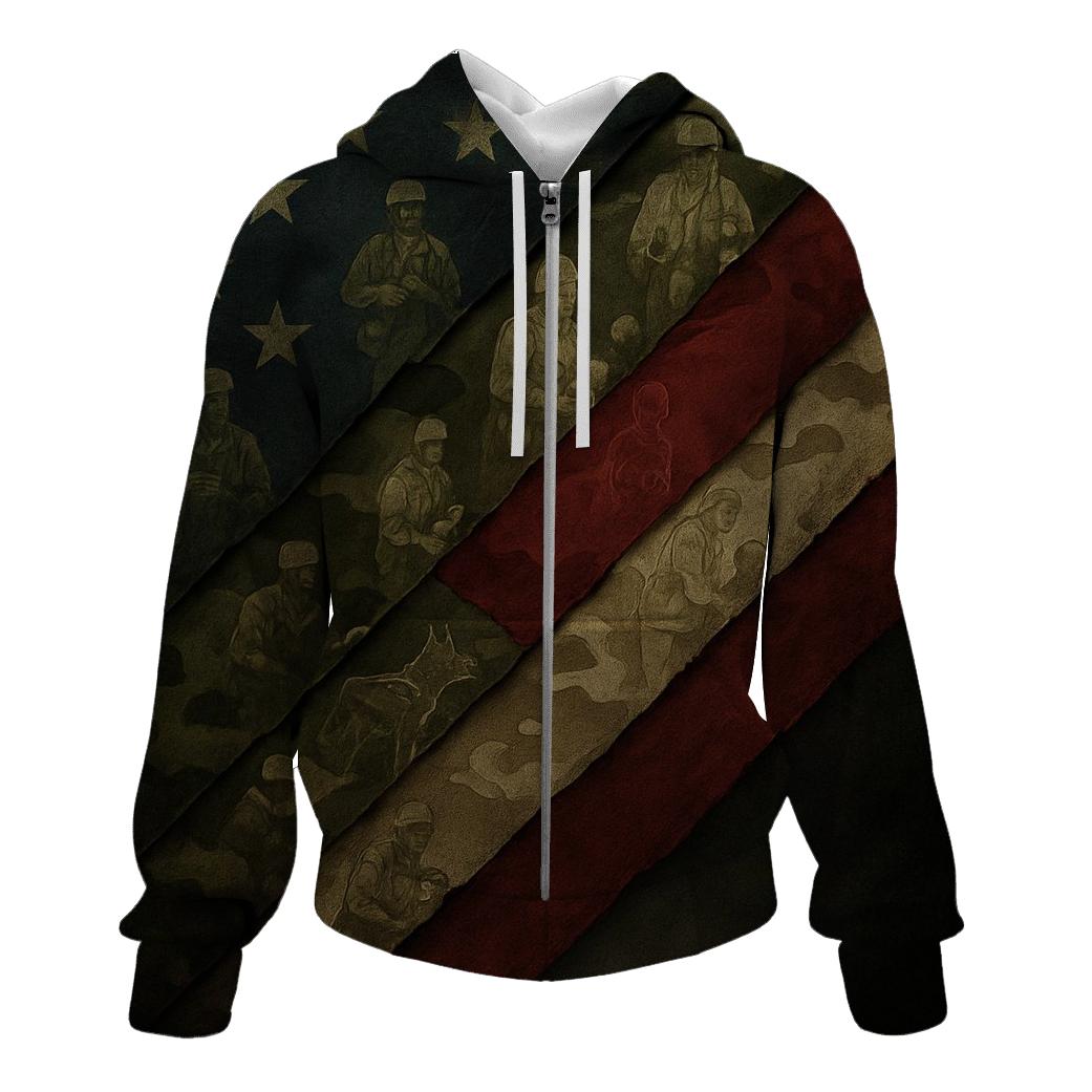 Camouflage Of Freedom embroidered hoodies