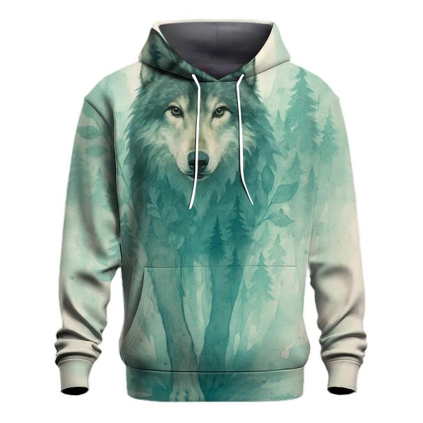Forest Spirit Watercolor Wolf embroidered hoodies