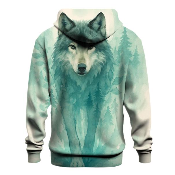 Forest Spirit Watercolor Wolf embroidered hoodies