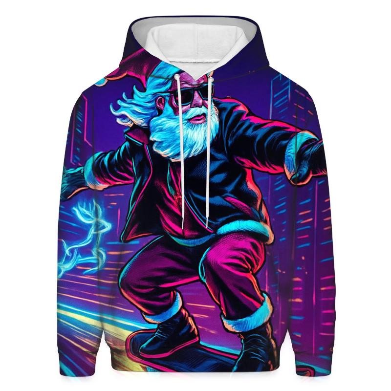 Neon City Skater Santa printed hoodies