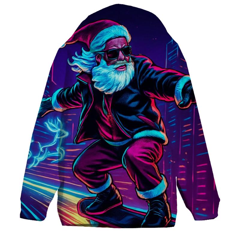 Neon City Skater Santa printed hoodies