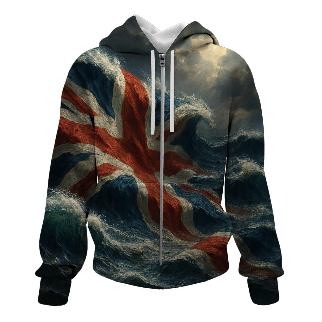 Ocean Waves Of The Union Jack pullover hoodies