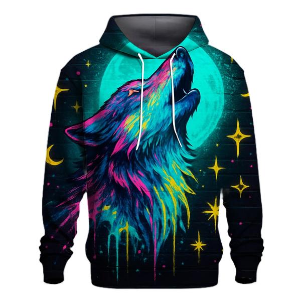 Neon Graffiti Moon Wolf hoodie styles