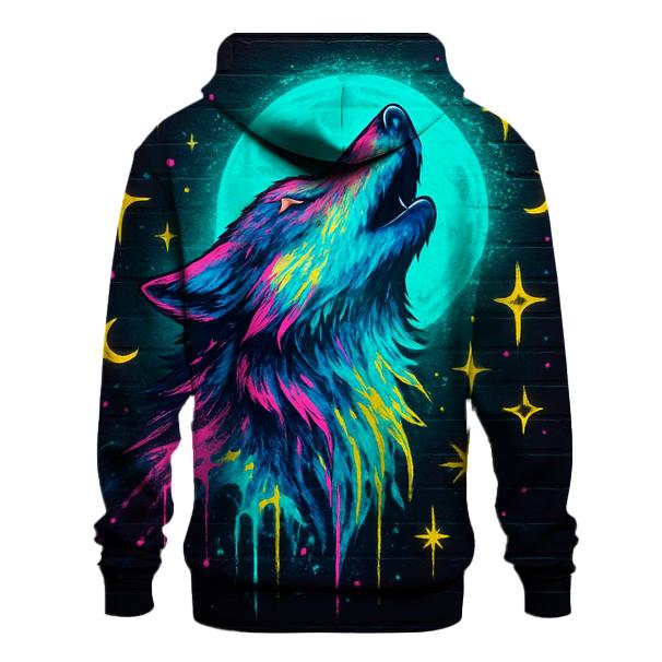 Neon Graffiti Moon Wolf hoodie styles