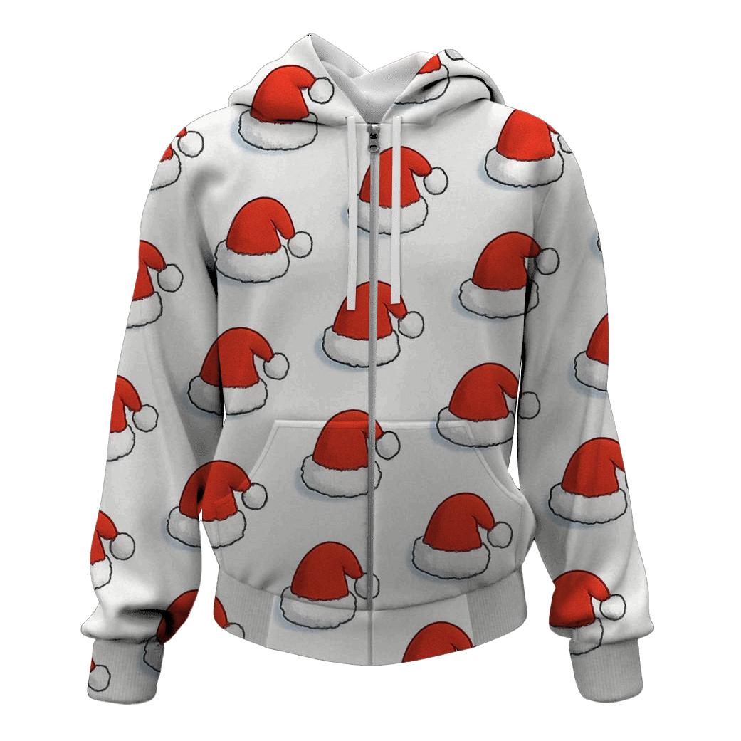 Santa Hat Polka Rhythm On Snow White heavyweight hoodies