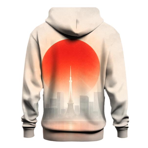 Rising Sun Over Tokyo Skyline premium hoodies