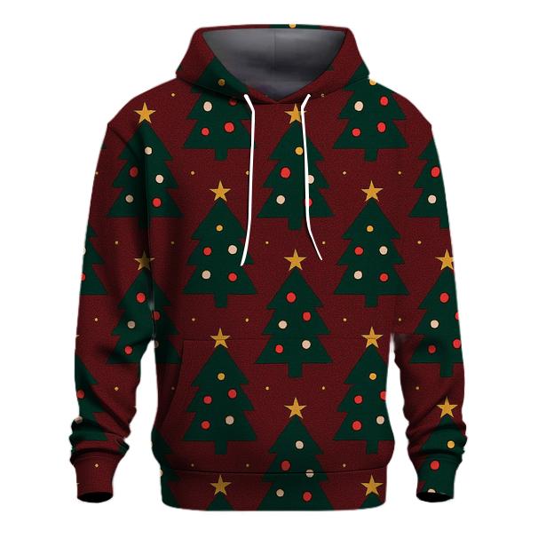 Evergreen Tree Constellation Grid On Burgundy pullover hoodies