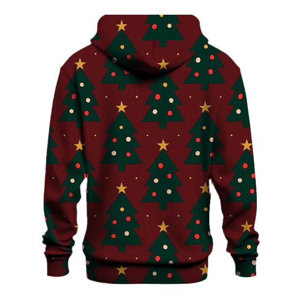Evergreen Tree Constellation Grid On Burgundy pullover hoodies