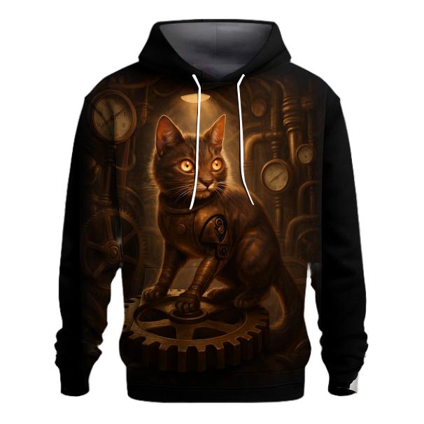 Steampunk Clockwork Cat Engineer printed hoodies