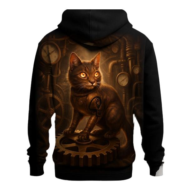 Steampunk Clockwork Cat Engineer printed hoodies