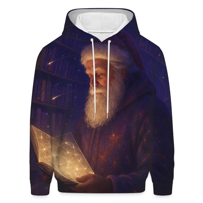 Celestial Library Santa graphic hoodies