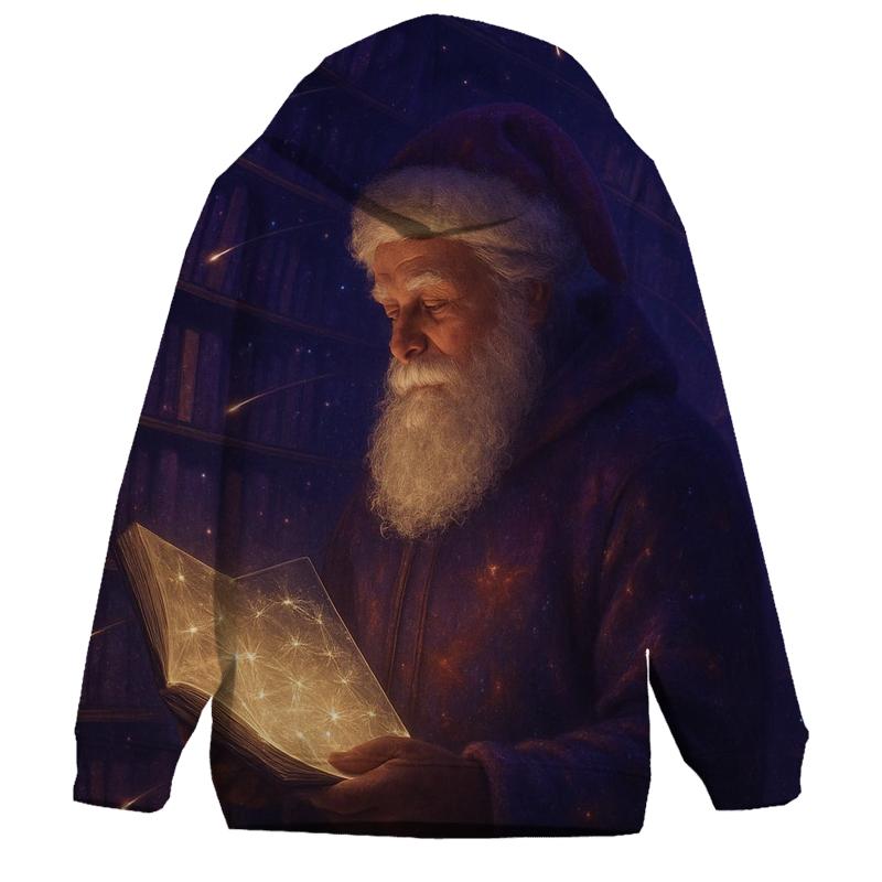 Celestial Library Santa graphic hoodies