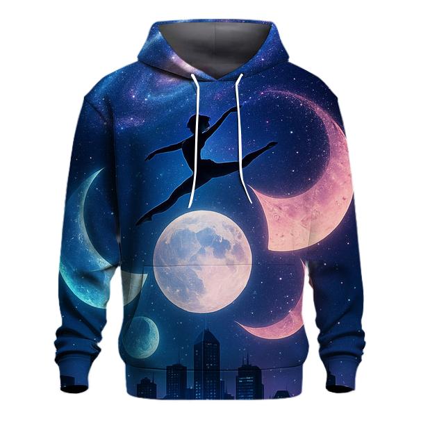 Lunar Phase Dance Above The City graphic hoodies