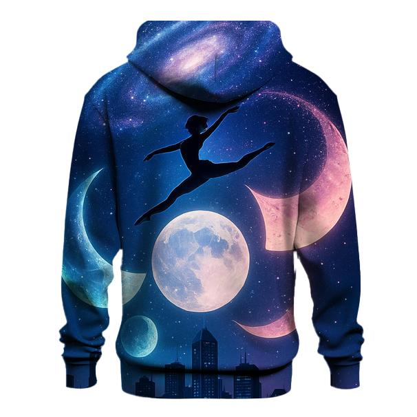 Lunar Phase Dance Above The City graphic hoodies