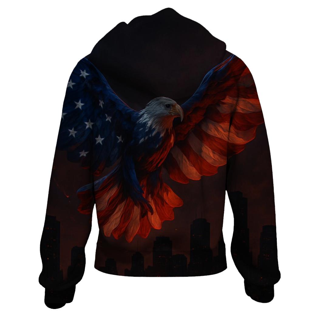 Liberty Flame Sky Flag printed hoodies