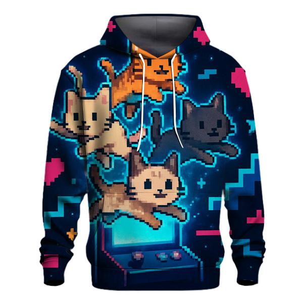 Retro Arcade Pixel Cat Squad premium hoodies