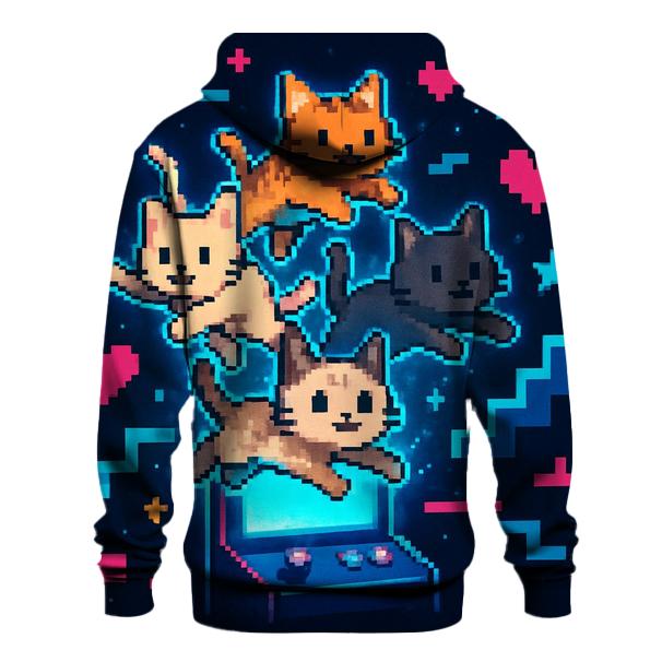 Retro Arcade Pixel Cat Squad premium hoodies