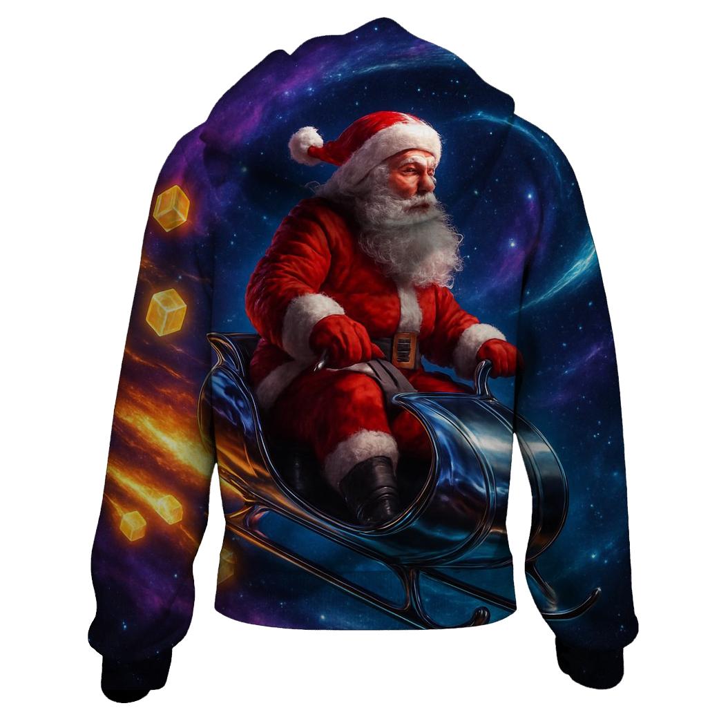 Cosmic Sleigh Rider Santa graphic hoodies